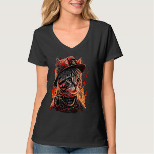 Firefighter Cat Kitten Fireman Helmet Firefighter T Shirt