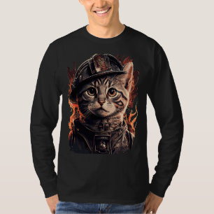 Firefighter Cat Kitten Fireman Helmet Firefighter T Shirt