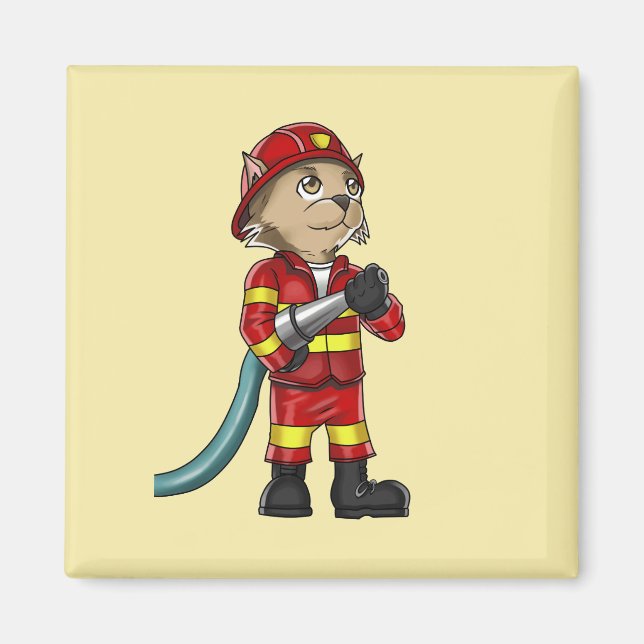 Firefighter Cat Magnet (Framsidan)