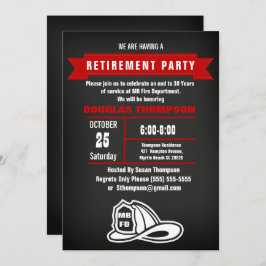 Firefighter Chalkboard Pension Party Inbjudningar