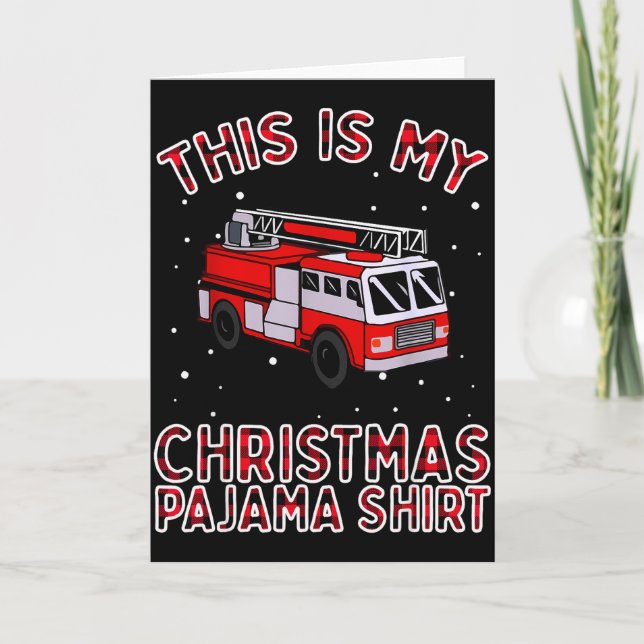 Firefighter Christmas Pajama - Fire Truck Funny Fi Kort (Framsida)