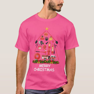 Firefighter Christmasree God jul lustig T Shirt
