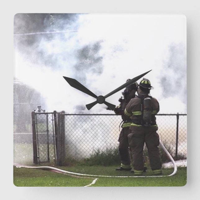 Firefighter Clock Fyrkantig Klocka (Framsida)