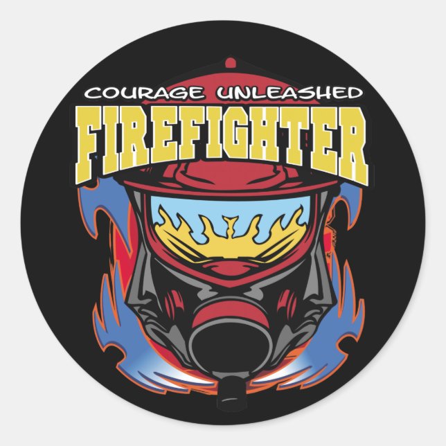 Firefighter Courage Runt Klistermärke (Framsida)