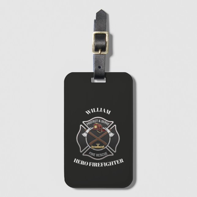 Firefighter Custom Text Name    Bagagebricka (Framsida vertikal)
