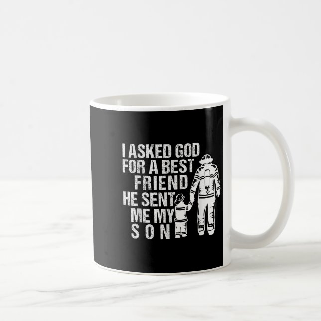 Firefighter Dad Son Quote New Daddy Fireman Dad Fa Kaffemugg (Höger)