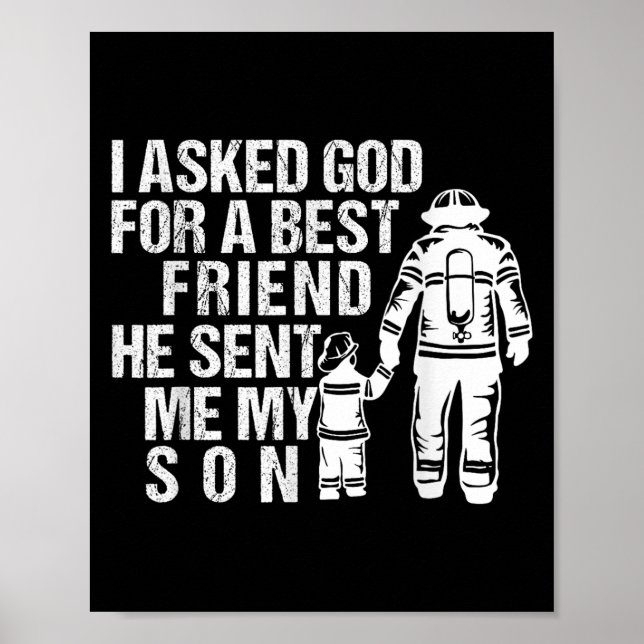 Firefighter Dad Son Quote New Daddy Fireman Dad Fa Poster (Framsidan)