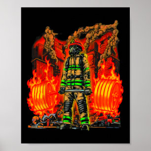 Firefighter Deadlift Workout Bodybuilding Fitne Poster