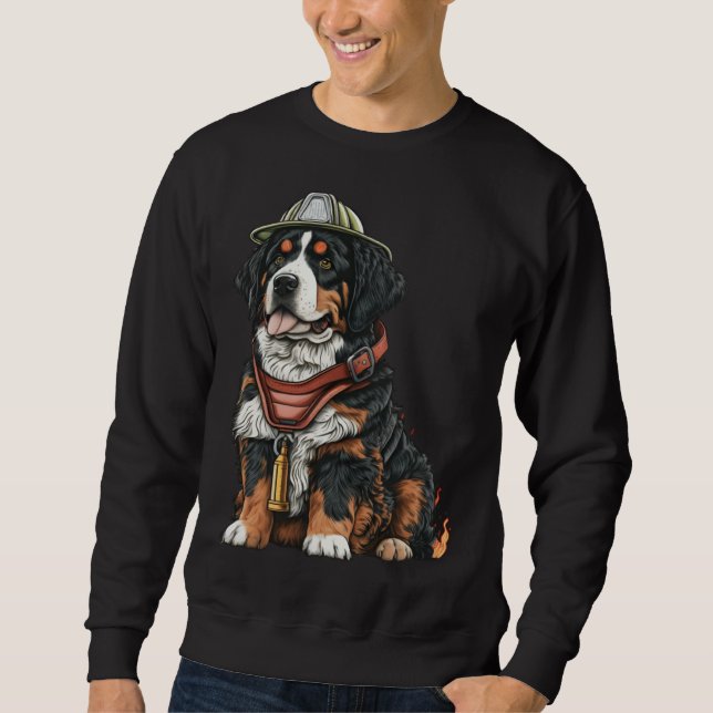 FireFighter Dog For Bernese Mountain Dad Fire Figh Lång Ärmad Tröja (Framsida)