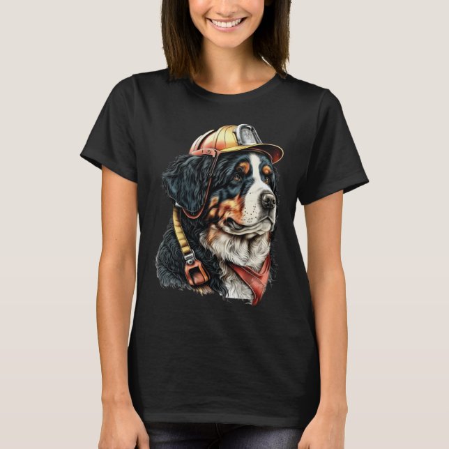FireFighter Dog For Bernese Mountain Dad Fire Figh T Shirt (Framsida)