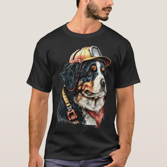 FireFighter Dog For Bernese Mountain Dad Fire Figh T Shirt (Framsida)