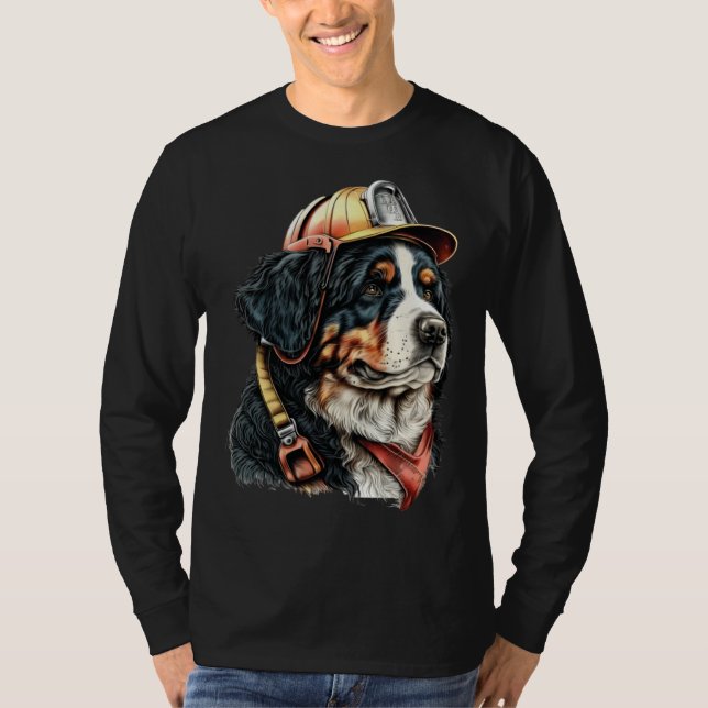 FireFighter Dog For Bernese Mountain Dad Fire Figh T Shirt (Framsida)