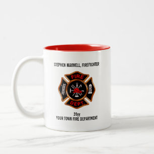 Firefighter Emblem Namn och Department Två-Tonad Mugg