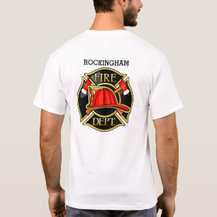 Firefighter Emblem Red and Black T Shirt