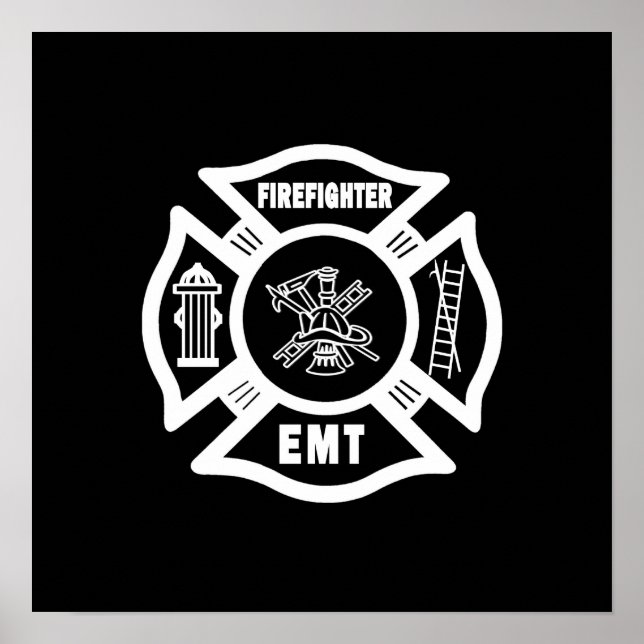 Firefighter EMT White Poster (Framsidan)