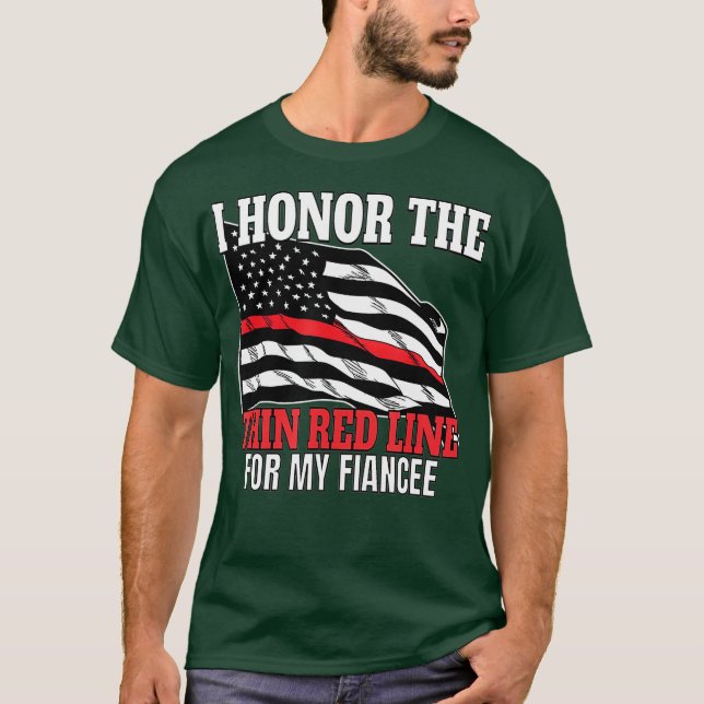 Firefighter Fiance eller Fiancee Support Fiancee T Shirt (Framsida)