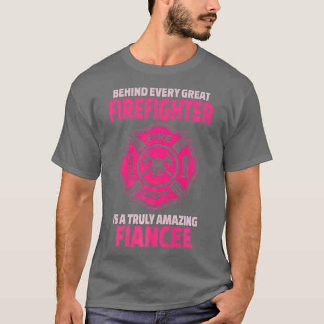 Firefighter Fiancee Support for Fiance eller T Shirt (Framsida)