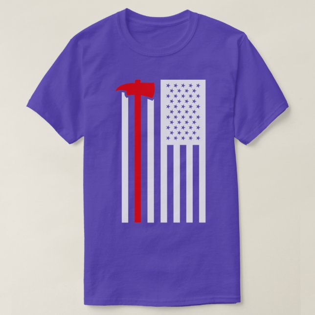 Firefighter Fireman American Flagga Thin Fire Figh T Shirt (Design framsida)