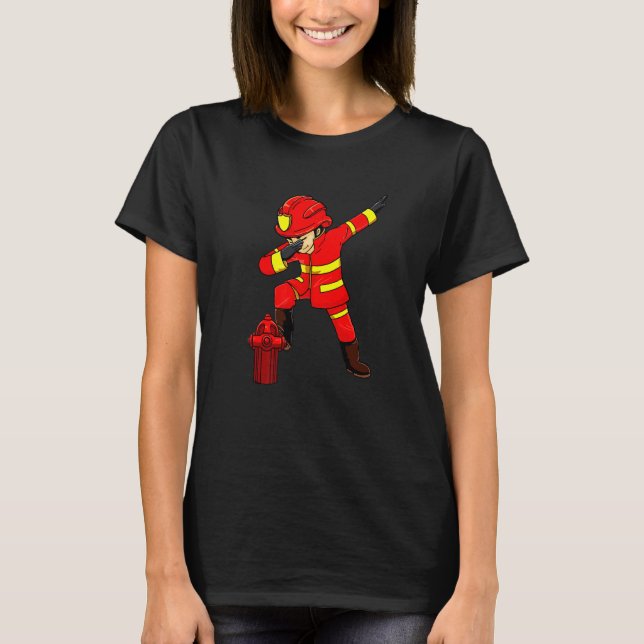 Firefighter Fireman Dabbing Dab Dancing Costume Bo T Shirt (Framsida)