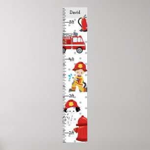 Firefighter Fireman Growth Chart Personlig Poster