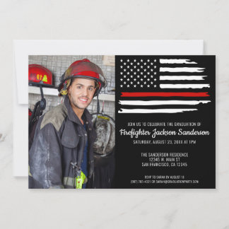 Firefighter Fireman Photo Fire Academy Studenten Inbjudningar