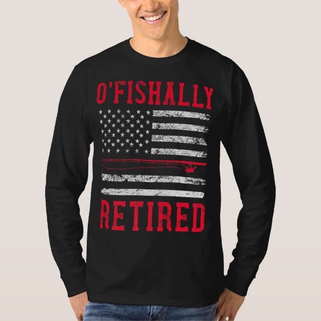 Firefighter Fishing Pension USA flagga Patriotic T Shirt (Framsida)