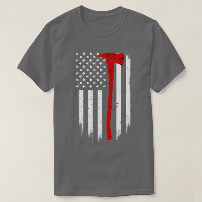 Firefighter Flagga Thin Red Line Ax Classic TShirt T Shirt (Design framsida)