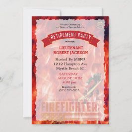 Firefighter Flames Flagga Pension Party Inbjudningar