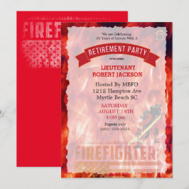 Firefighter Flames Flagga Pension Party Inbjudningar