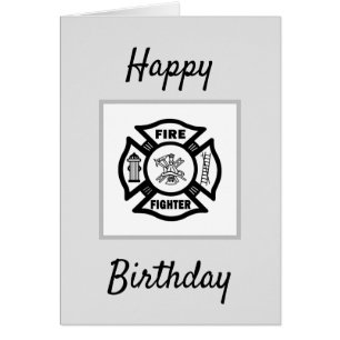 Firefighter Flames Grattis på födelsedagen OBS Kort