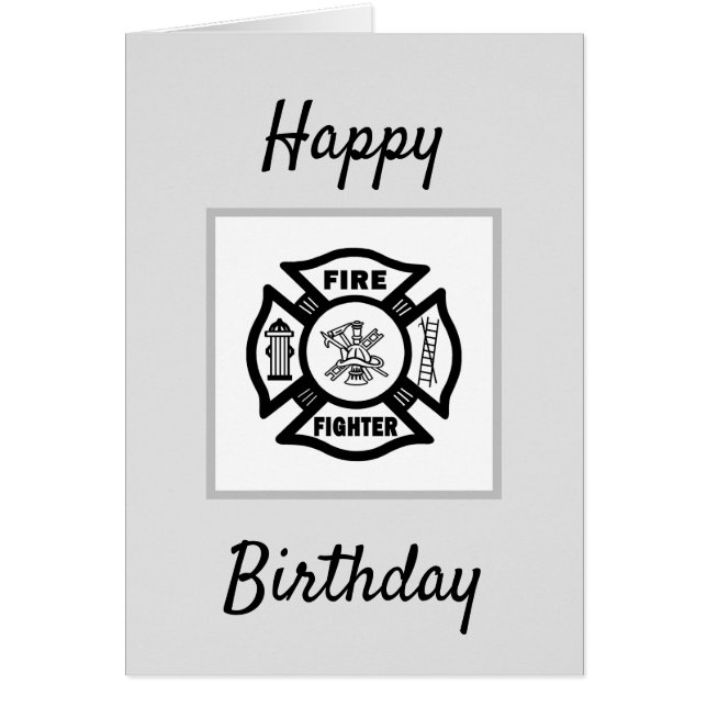 Firefighter Flames Grattis på födelsedagen OBS Kort (Framsidan)