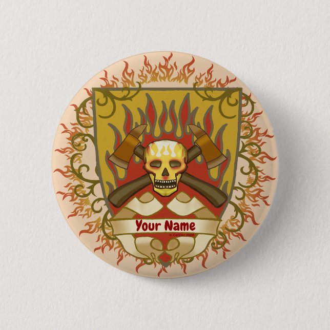 Firefighter Flames Shield Knapp (Framsida)