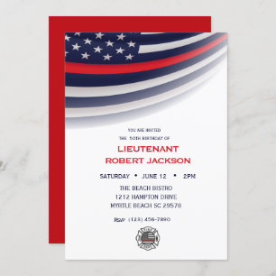 Firefighter Födelsedagsfest Firande Inbjudningar