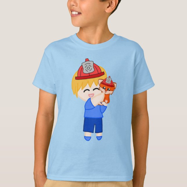 Firefighter Fox Art From The Book T-Shirt (Framsida)