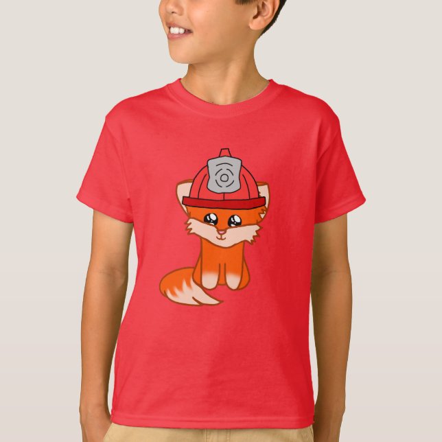 Firefighter Fox With A Firefighter Hat T-Shirt (Framsida)