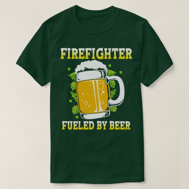 Firefighter Fueled by Beer Funny Fireman T Shirt (Design framsida)