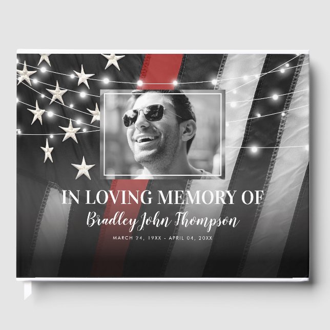 Firefighter Funeral Memorial | Tunn röd linje Gästböcker (Framsida)