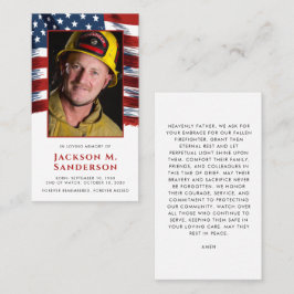 Firefighter Funeral Patriotic Photo Prayer Card