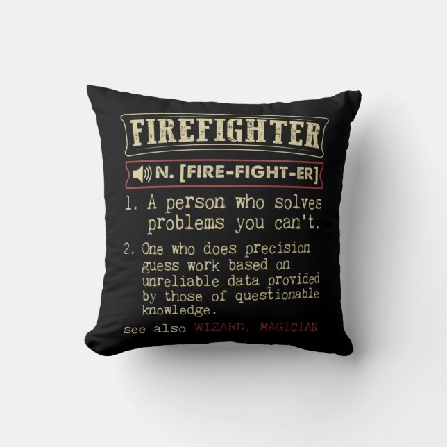 Firefighter Funny Dictionary Term.Png Kudde (Framsida)