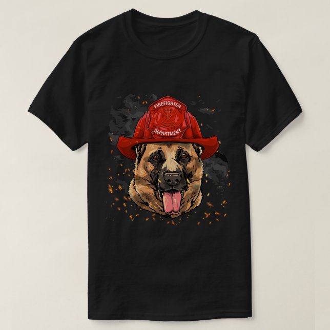 Firefighter German Shepherd Fire Department Firema T Shirt (Design framsida)