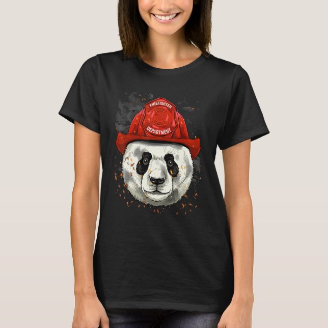 Firefighter Giant Panda Fire Department Fireman Be T Shirt (Framsida)