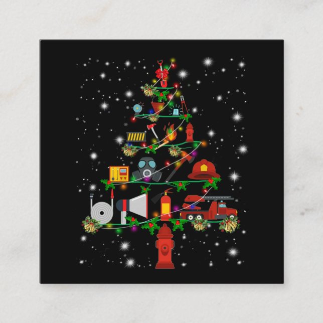 Firefighter Gift | God jul Firefighter Roligt Fyrkantigt Visitkort (Framsida)