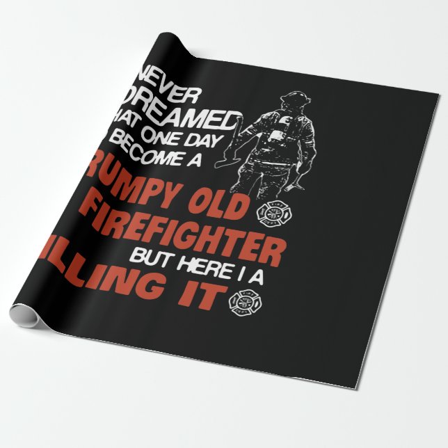 Firefighter Gift | Gumpy Old Firefighter Presentpapper (Utrullad)