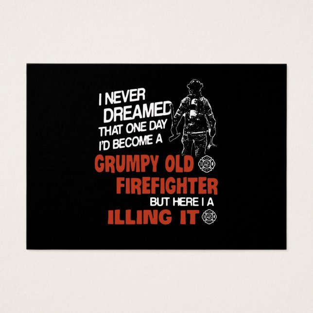 Firefighter Gift | Gumpy Old Firefighter Visitkort (Framsidan)