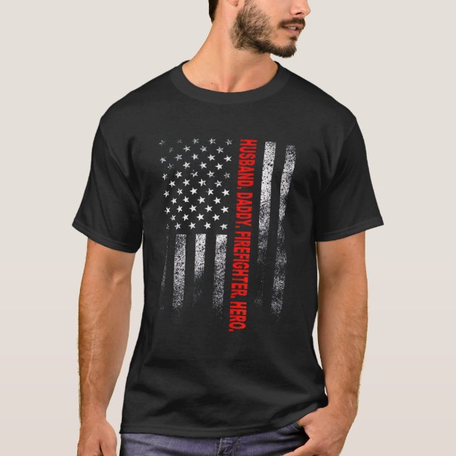 Firefighter Gift | Husband Pappa Firefighter Hero T Shirt (Framsida)