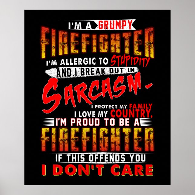 Firefighter Gift | Jag är en grumpy Firefighter Poster (Framsidan)