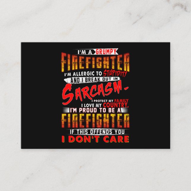 Firefighter Gift | Jag är en grumpy Firefighter Visitkort (Framsida)
