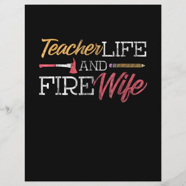 Firefighter Gift | Lärarliv och brandfru Brevhuvud (Framsida)