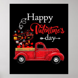 Firefighter Gift Lycklig Alla hjärtans dag-brand Poster