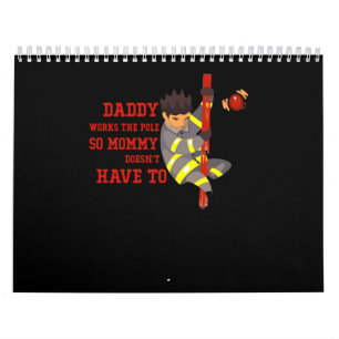 Firefighter Gift Pappa Works the Pole Firefighte Kalender